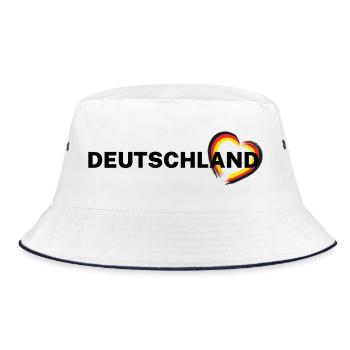 Germany – Heart in Black Red Gold - Bucket Hat - white/navy - Front