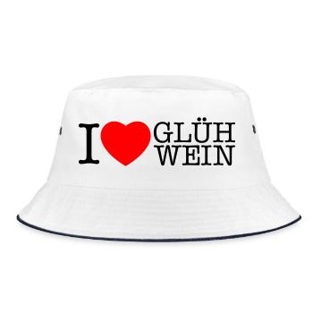 I love Glühwein Weihnachten Spruch - Bucket Hat - Weiß/Navy - Vorne