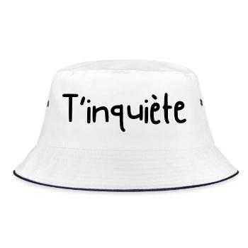 Keine Sorge – Geschenkidee - Bucket Hat - Weiß/Navy - Vorne