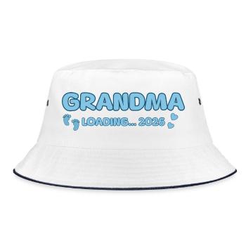 Grandma Loading 2026 - Bucket Hat - Weiß/Navy - Vorne