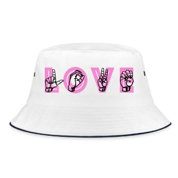 Love Hand Sign Glyphs - Bucket Hat - white/navy - Front