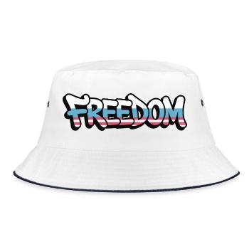 Freedom Typography Statement Design - Bucket Hat - white/navy - Front