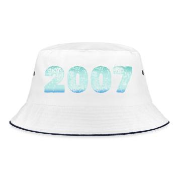 2007 Grunge Retro Typography - Bucket Hat - white/navy - Front