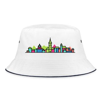 Biel Bienne City Skyline Modern Line Art - Bucket Hat - white/navy - Front