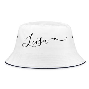 Luisa Name Vorname Dekorativ - Bucket Hat - Weiß/Navy - Vorne