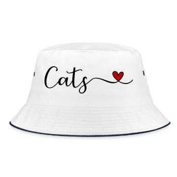 Ich liebe Katzen - Bucket Hat - Weiß/Navy - Vorne