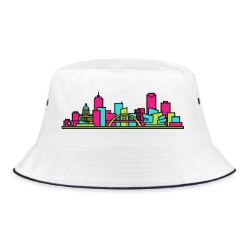 Winnipeg City Skyline Museum Modern Line Art - Bucket Hat - white/navy - Front