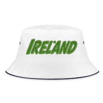 Irland Grün mit Kleeblatt - Bucket Hat - Weiß/Navy - Vorne