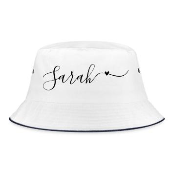 Sarah Name First Name Decorative - Bucket Hat - white/navy - Front