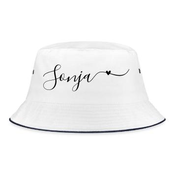 Sonja Name Vorname Dekorativ - Bucket Hat - Weiß/Navy - Vorne