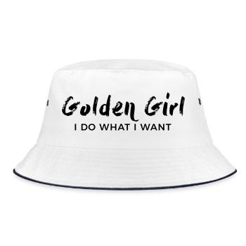 Golden Girl – I do what I want - Bucket Hat - Weiß/Navy - Vorne