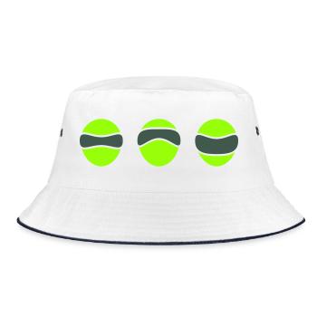 Alien Face 3 Breitaugen - Bucket Hat - Weiß/Navy - Vorne