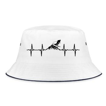 Skifahren Herzschlag Skifahren Herzschlag Skifahren - Bucket Hat - Weiß/Navy - Vorne
