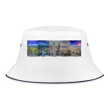 Pentaptych Multiple Mornings, Leoben in Utopias - Bucket Hat - white/navy - Front
