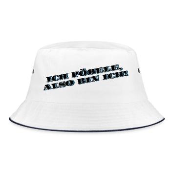 Was willste von mir? Geblieben um zu pöbeln - Bucket Hat - Weiß/Navy - Vorne