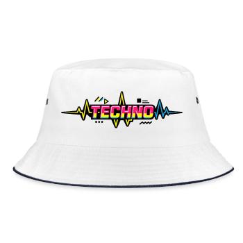 Techno Neon Pulse - Bucket Hat - Weiß/Navy - Vorne