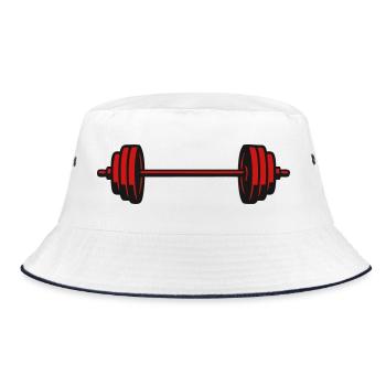 Barbell Weights Vector Icon - Bucket Hat - white/navy - Front