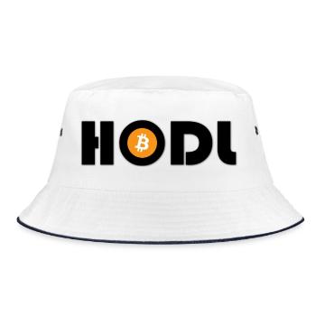 Bitcoin Symbol Print Orange Coin - Bucket Hat - white/navy - Front