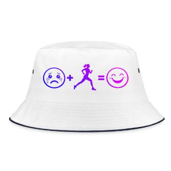 Geschenkidee für eine Running mit Running - Bucket Hat - Weiß/Navy - Vorne
