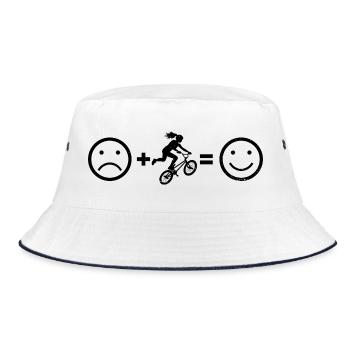 Geschenkidee für die BMX-Riderin mit Freestyle-BMX - Bucket Hat - Weiß/Navy - Vorne