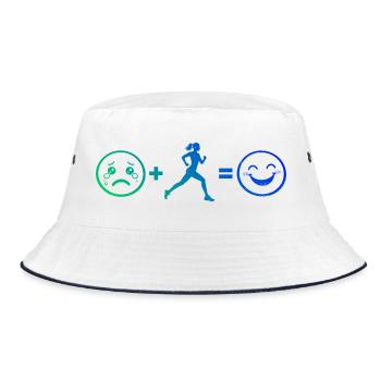 Geschenkidee für eine Running mit Running - Bucket Hat - Weiß/Navy - Vorne