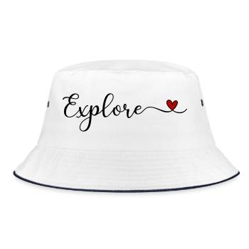 Explore Typography with a Heart - Bucket Hat - white/navy - Front