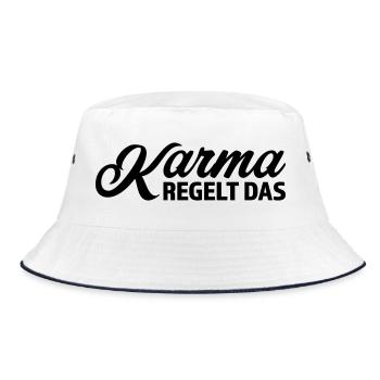 Karma regelt das Spruch T-Shirt - Bucket Hat - Weiß/Navy - Vorne