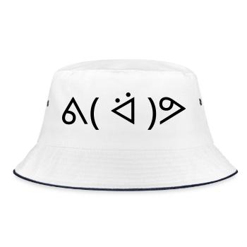 Happy Dance Dancing ᕕ( ᐛ )ᕗ Emoticon - Bucket Hat - white/navy - Front
