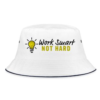 Work smart not hard - Light bulb design - Bucket Hat - white/navy - Front