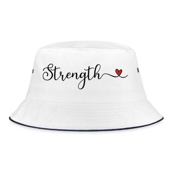 Strength Heart Typography - Bucket Hat - white/navy - Front