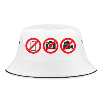 No Phone No Camera No Video Recording Sign Sticker - Bucket Hat - white/navy - Front