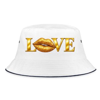Love Golden Lips - Bucket Hat - white/navy - Front