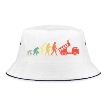 Kipplaster Fahrer Evolution - Bucket Hat - Weiß/Navy - Vorne