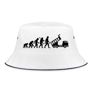Kipplaster Fahrer Evolution Für LKW-Fahrer - Bucket Hat - Weiß/Navy - Vorne