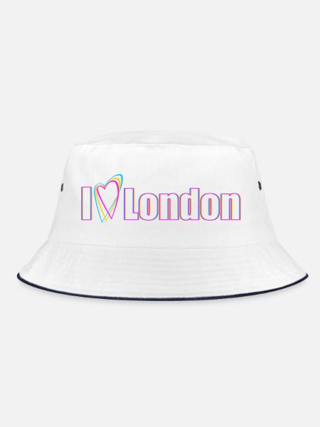 I Love London Statement - Bucket Hat - Weiß/Navy