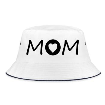 Mom mit Herz - Bucket Hat - Weiß/Navy - Vorne