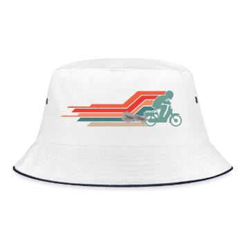  50cc Mofa Mofaroller Moped Mofafahrer Vintage - Bucket Hat - Weiß/Navy - Vorne