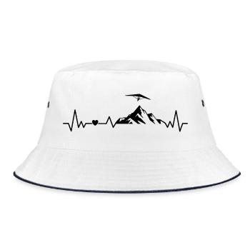 Drachenfliegen Herzschlag Drachenflieger Mit Berg - Bucket Hat - Weiß/Navy - Vorne