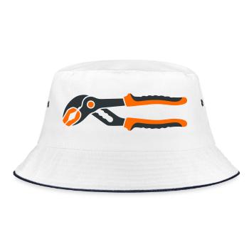 Rohrzange Werkzeug Grafik - Bucket Hat - Weiß/Navy - Vorne