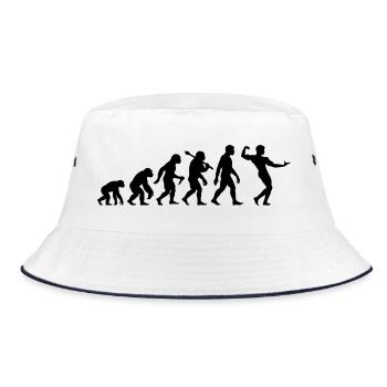 Bodybuilding Evolution Bodybuilder Muskelsport - Bucket Hat - Weiß/Navy - Vorne