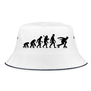 Eisschnellauf Evolution Eisschnellläufer in Action - Bucket Hat - Weiß/Navy - Vorne