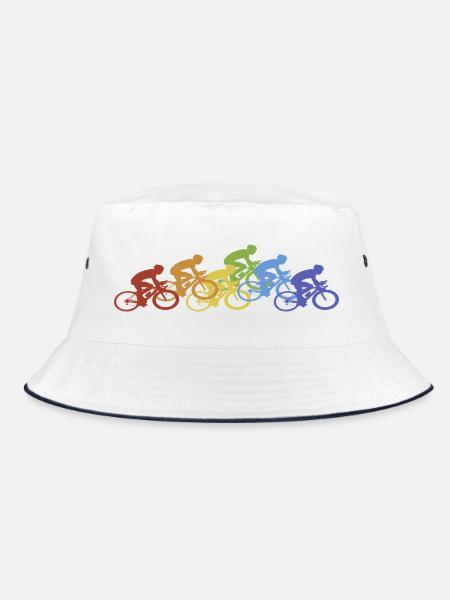 Fahrrad Radfahrer Regenbogen - Bucket Hat - Weiß/Navy