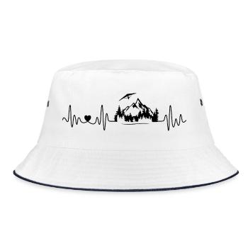 Drachenfliegen Herzschlag Drachenflieger Über Berg - Bucket Hat - Weiß/Navy - Vorne
