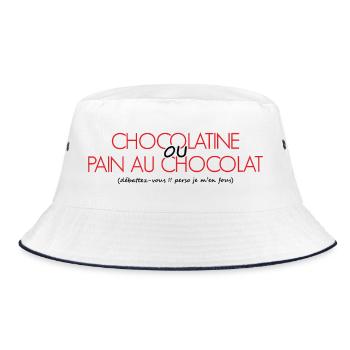 Chocolatine ou Pain au Chocolat perso je m'en fous - Bob - blanc/marine - Devant