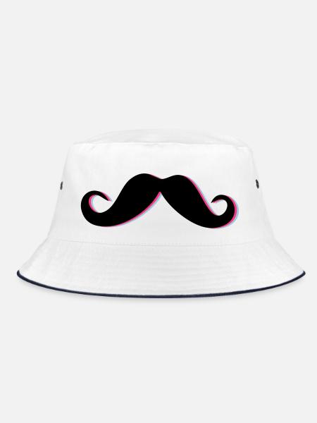 Funky Mustache - Bucket Hat - white/navy - Front