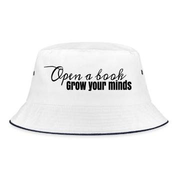 Book Design Open A Book, grow your minds - Bucket Hat - white/navy - Front