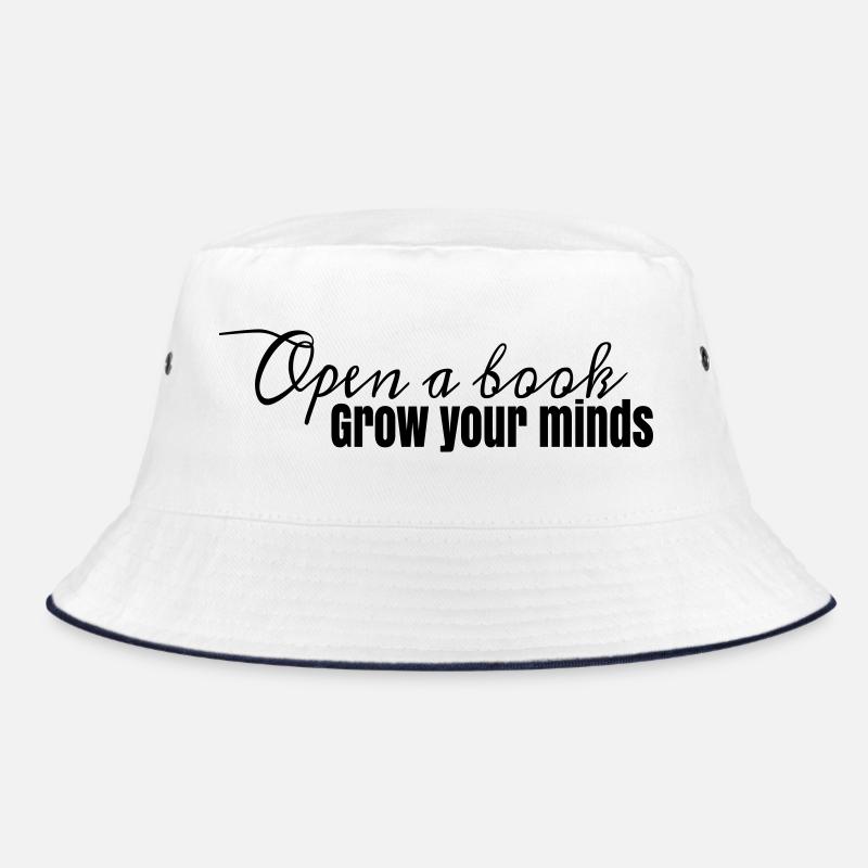 Buchdesign Open A Book, grow your minds Bucket Hat
