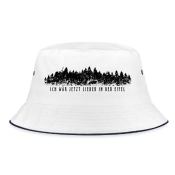 Ich wär jetzt lieber in der Eifel - Bucket Hat - Weiß/Navy - Vorne