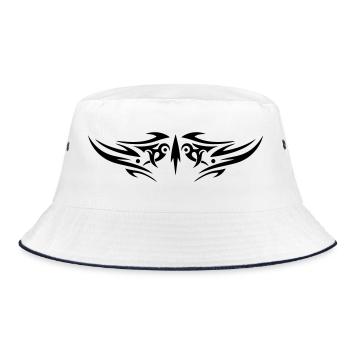 Large jagged Tribal Tattoo ornament. - Bucket Hat - white/navy - Front