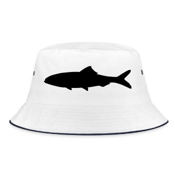 Fish shadow figure logo fisherman, fish stall - Bucket Hat - white/navy - Front